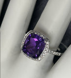 18K White Gold Amethyst Diamond Ring