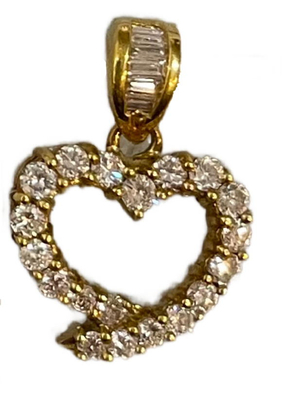 18K Yellow Gold Diamond Heart Pendant