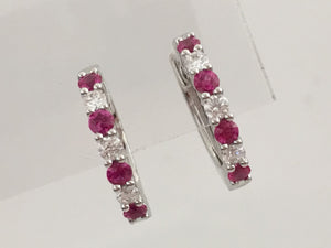 18K White Gold Ruby Diamond Earring