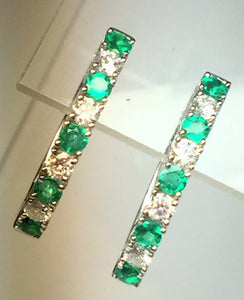 18K White Gold Emerald Diamond Earring