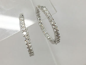 18K White Gold Diamond Hoop Earrings