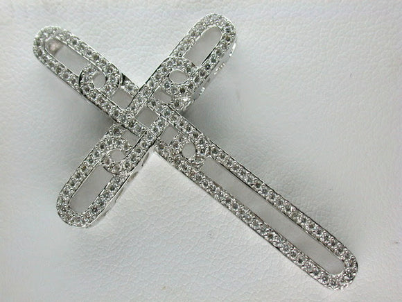 18K White Gold Diamond Cross Pendant