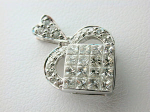 18K White Gold Diamond Heart Pendant