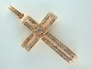 18K Rose Gold Diamond Cross Pendant