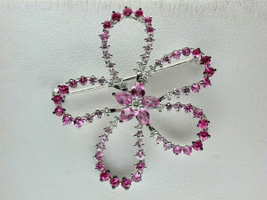 18K White Gold Pink Sapphire Diamond Pin & Pendant