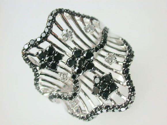 18K White Gold Black Diamond Ring