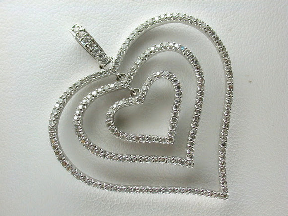 18K White Gold Diamond Heart Pendant