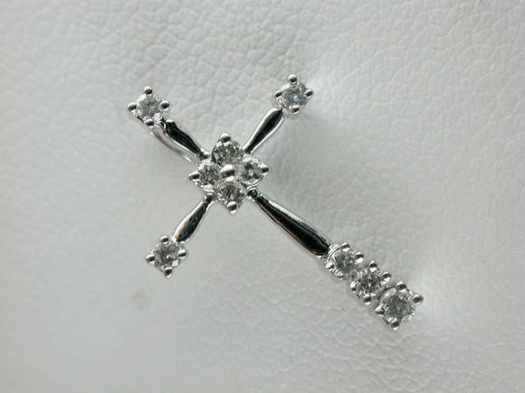 18K White Gold Diamond Cross Pendant