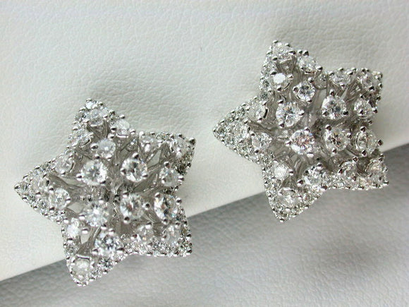 18K White Gold Diamond Star Earring