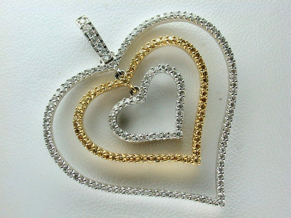 18K White/Yellow Gold Yellow Diamond Diamond Heart Pendant