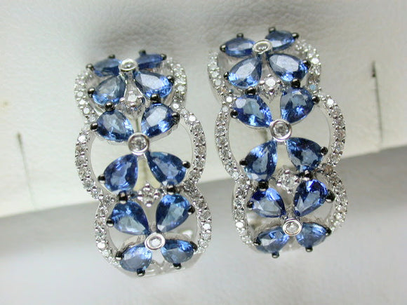 18K White Gold Sapphire Diamond Earring