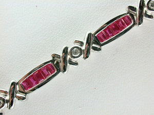 18K White Gold Ruby Diamond Bracelet