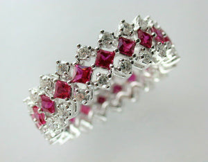 18K White Gold Ruby Diamond Ring -- Eternity