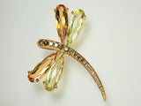 18K Yellow Gold Citrine and Green Sapphire Pin