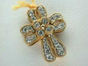 18K Yellow Gold Diamond Cross Pendant