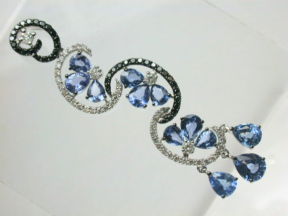 18K White/Gold Sapphire Diamond Pendant