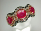 18K Rose Gold Ruby Black Diamond Diamond Ring