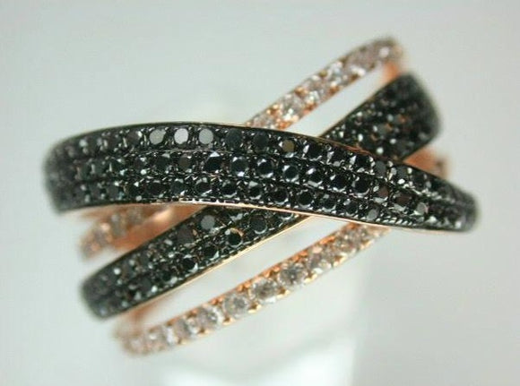 18K Rose Gold Black Diamond Diamond Ring
