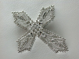 18K White Gold Diamond Cross Pendant
