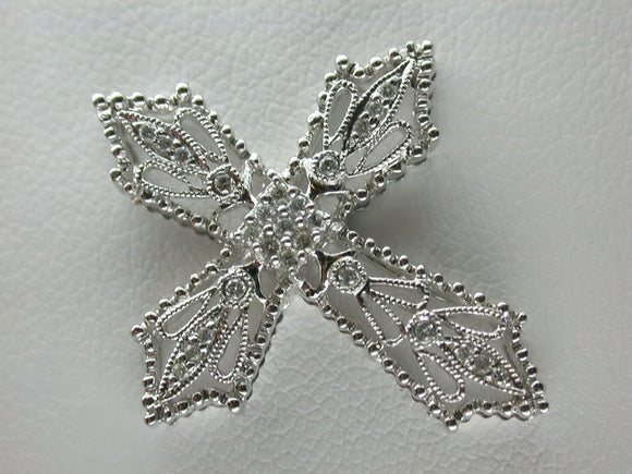 18K White Gold Diamond Cross Pendant