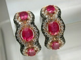 18K Rose Gold Ruby Black Diamond Diamond Ring