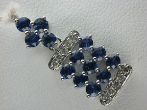 18K White Gold Sapphire Diamond Pendant