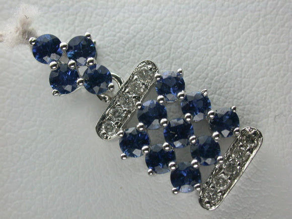 18K White Gold Sapphire Diamond Pendant