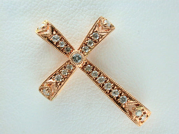 18K Rose Gold Diamond Cross Pendant