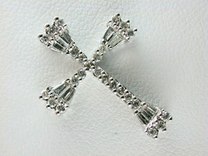 18K White Gold Diamond Cross Pendant