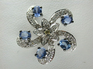 18K White Gold Sapphire Diamond Pendant