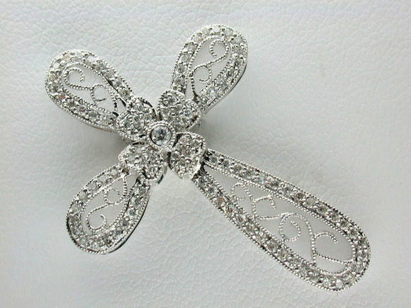 18K White Gold Diamond Cross Pendant