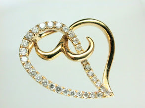 18K Yellow Gold Diamond Heart Pendant