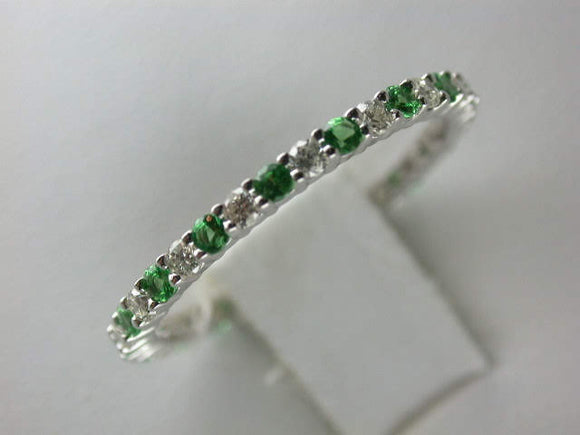18K White Gold Green Garnet Diamond Ring -- Eternity