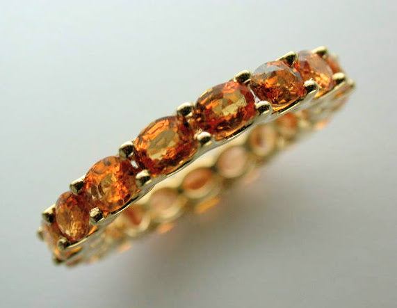 18K Yellow Gold Orange Sapphire Ring -- Eternity
