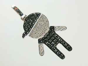 18K White Gold Black Diamond Diamond Pendant - Boy