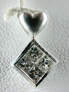 18K White Gold Diamond Pendant with Heart
