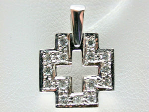 18K White Gold Diamond Cross Pendant