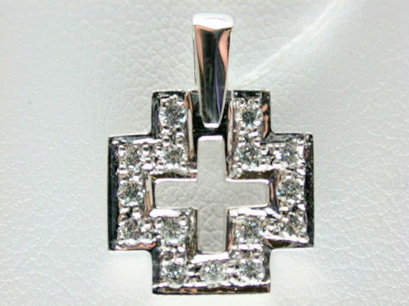 18K White Gold Diamond Cross Pendant