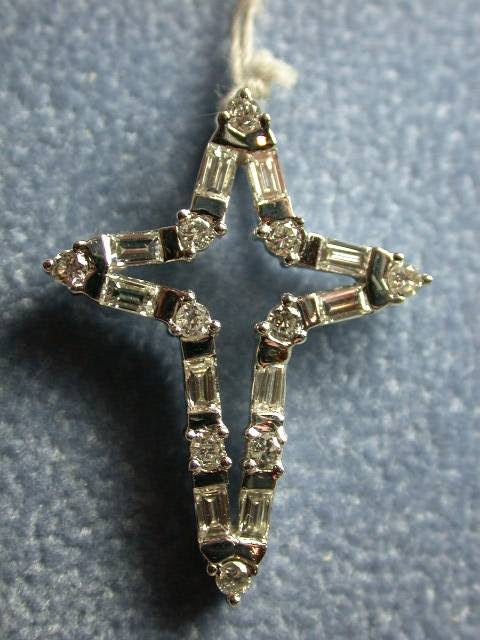 18K White Gold Diamond Cross Pendant